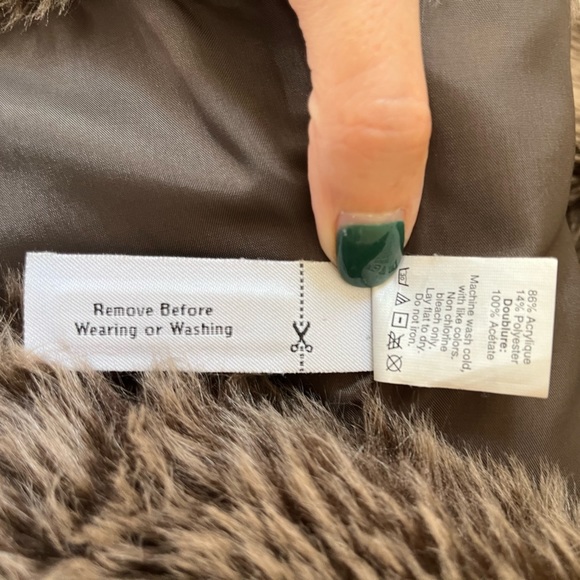 Madewell chocolate brown faux fur mob wife vest with pockets women’s sz M - Picture 4 of 7